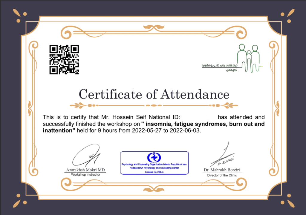 مدرک حسین سیف مدرس توسعه فردی